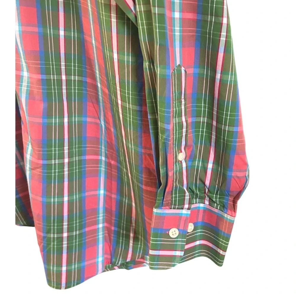 Peter Millar Men's Large 100% Cotton Plaid Button Down Shirt Weekender Sz.‎ L